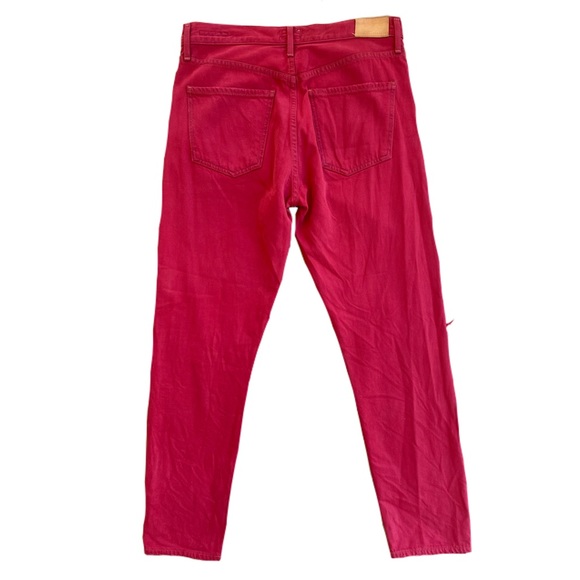 Citizens of Humanity Liya High Rise Classic Fit Crop Red Jeans w Distressed Knee - Picture 12 of 16